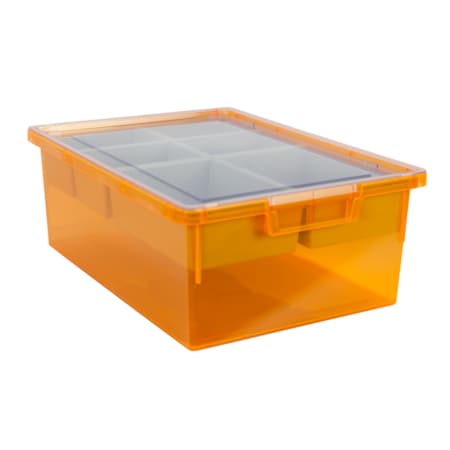 Bin, Tray, Tote, Orange, High Impact Polystyrene, 12.25 In W, 6 In H